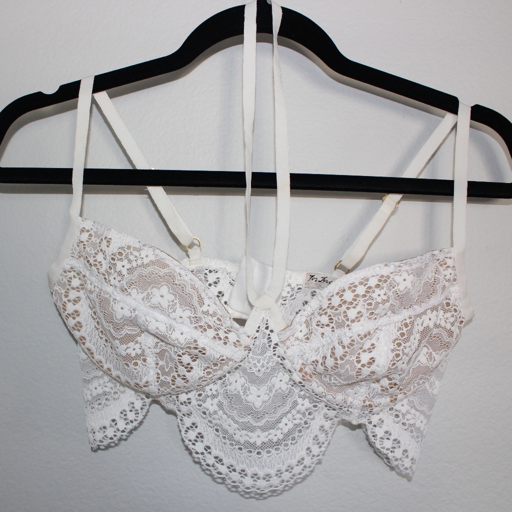 FOR LOVE AND LEMONS White Lace Bralette, size: XS